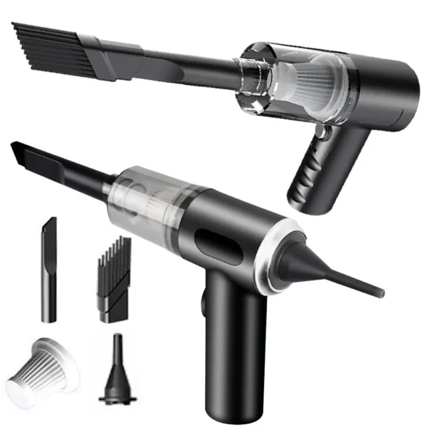 Wireless car vacuum with slit nozzle cleaning crumbs from a car seat gap