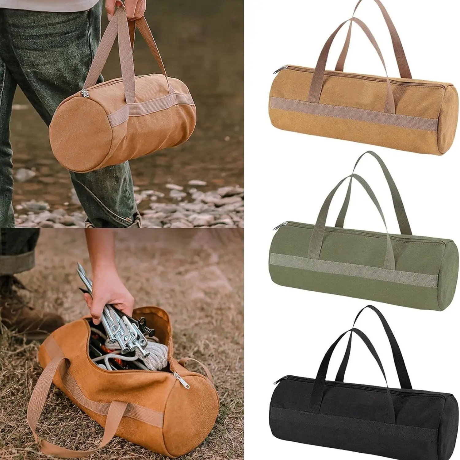 Cylindrical Canvas Tool Bag for Tent Stakes and Ground Pegs 2 Cylindrical Canvas Tool Bag for Tent Stakes and Ground Pegs - view 2