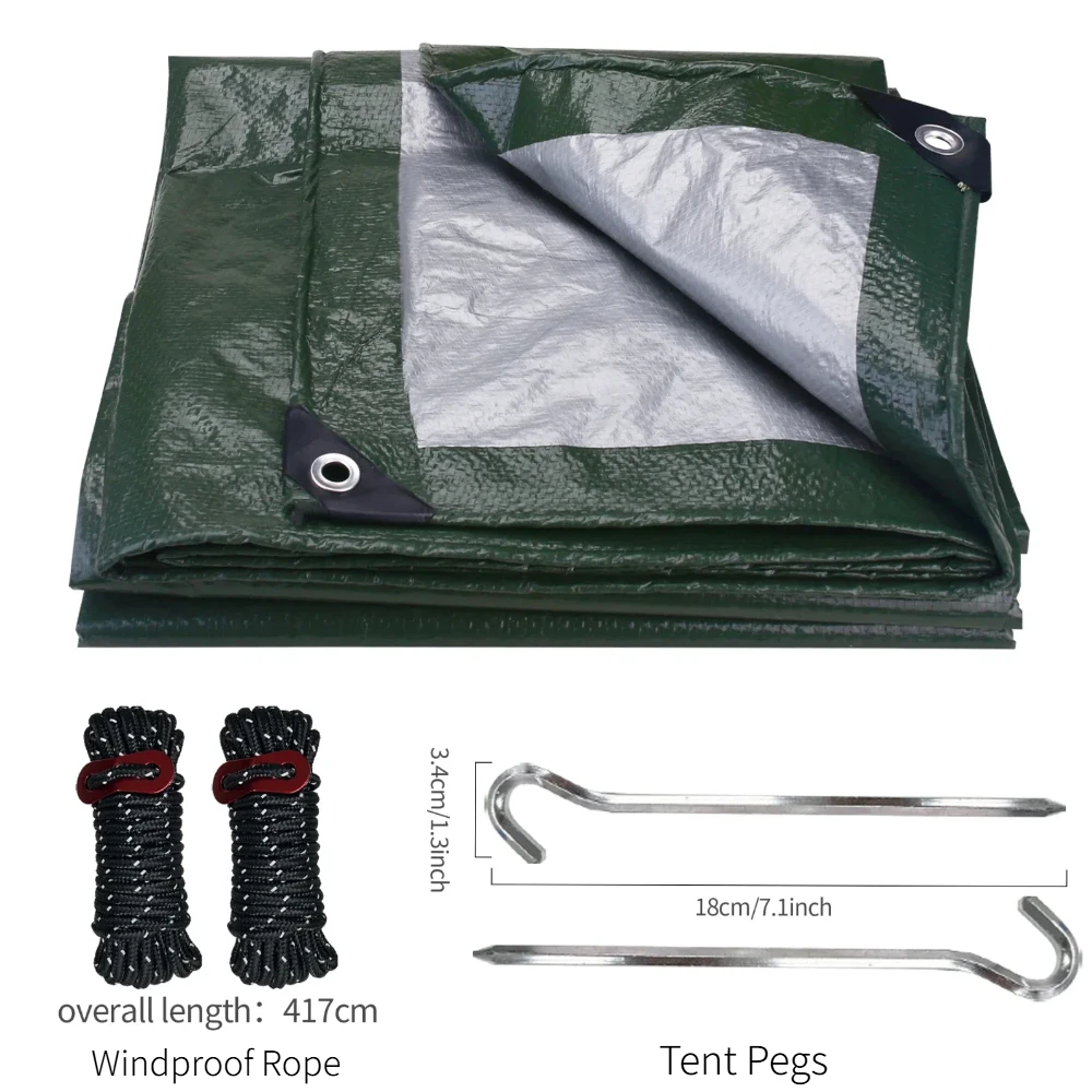 Waterproof Camping Tarp PE Rain Cover from 2x3m to 4x5m 7 Waterproof Camping Tarp PE Rain Cover from 2x3m to 4x5m - view 7