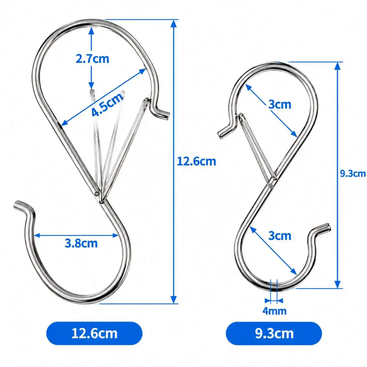 Heavy Duty S Hooks with Safety Buckle Iron Hanging Hooks 20 Pack 3 Heavy Duty S Hooks with Safety Buckle Iron Hanging Hooks 20 Pack - view 3