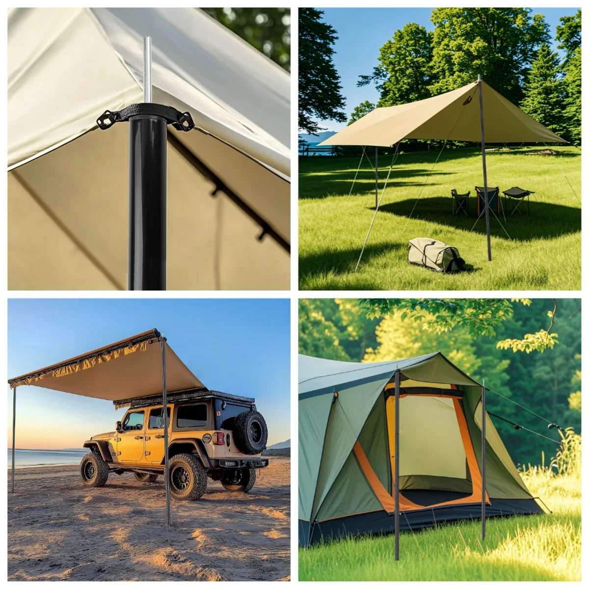 Telescopic Tent Poles Set of 2 Adjustable Aluminum Tarp Poles 6 Telescopic Tent Poles Set of 2 Adjustable Aluminum Tarp Poles - view 6