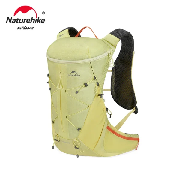 Lightweight hydration rucksack in lime green with top opening and adjustable shoulder straps