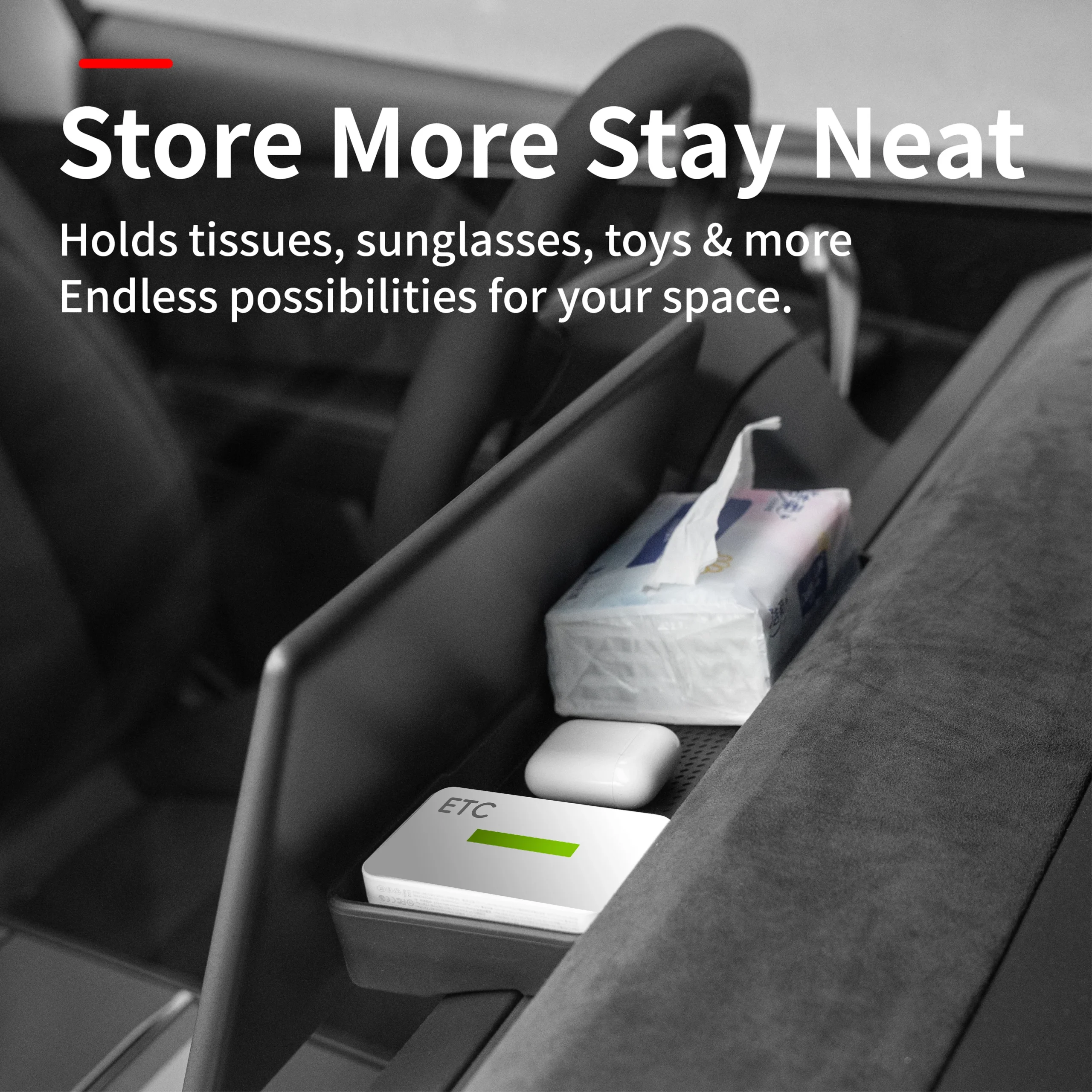 TPE Console Organizer Tray for Tesla Model 3 Highland and Model Y 2 TPE Console Organizer Tray for Tesla Model 3 Highland and Model Y - view 2
