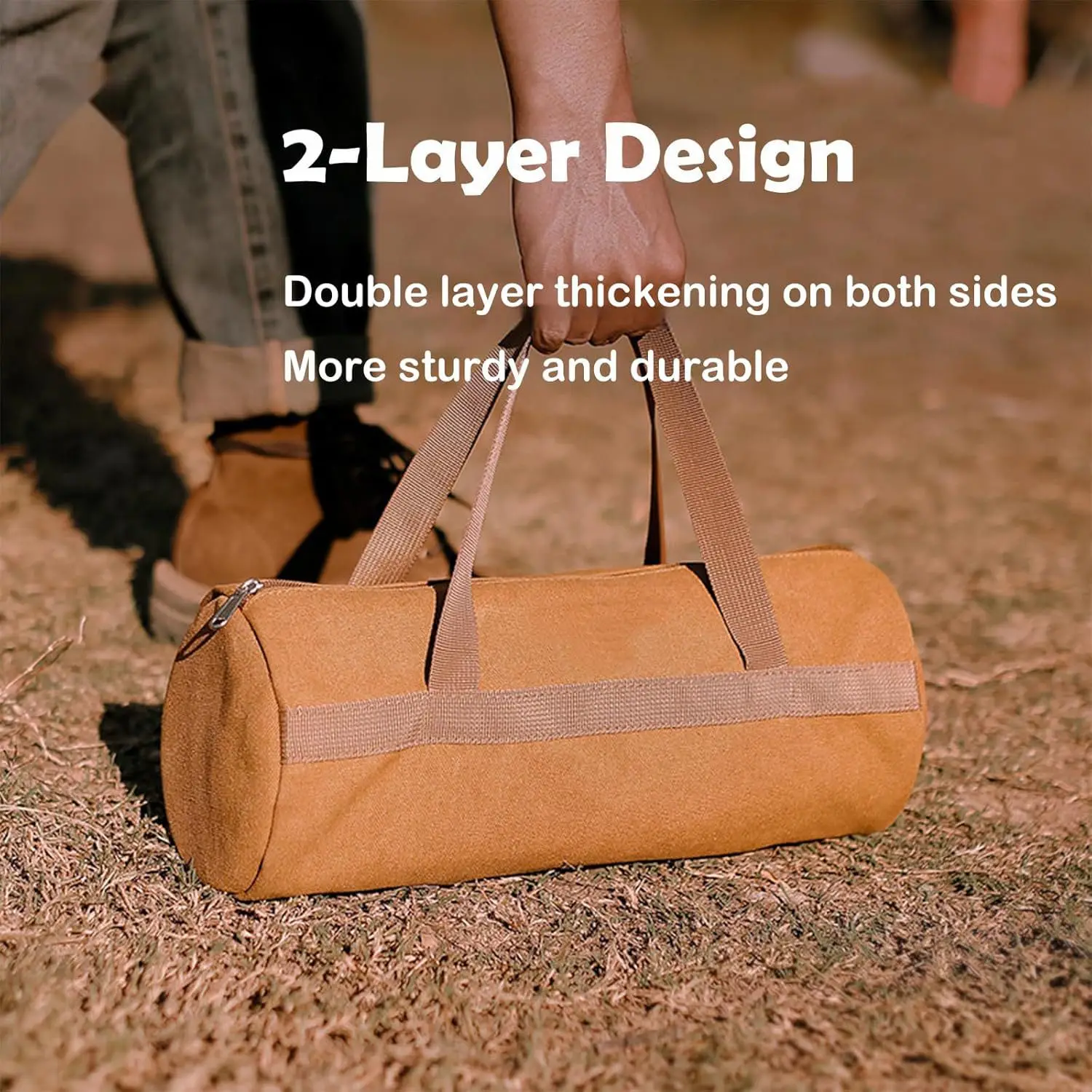 Cylindrical Canvas Tool Bag for Tent Stakes and Ground Pegs 4 Cylindrical Canvas Tool Bag for Tent Stakes and Ground Pegs - view 4