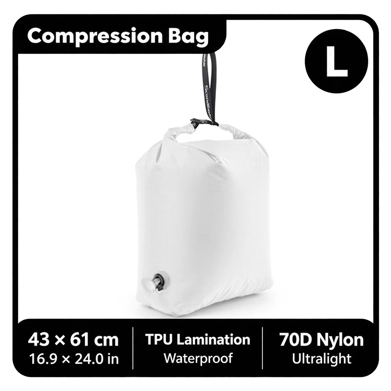 Roll Top Compression Bag with One-Way Valve, TPU Laminated Nylon 14 Roll Top Compression Bag with One-Way Valve, TPU Laminated Nylon - view 14