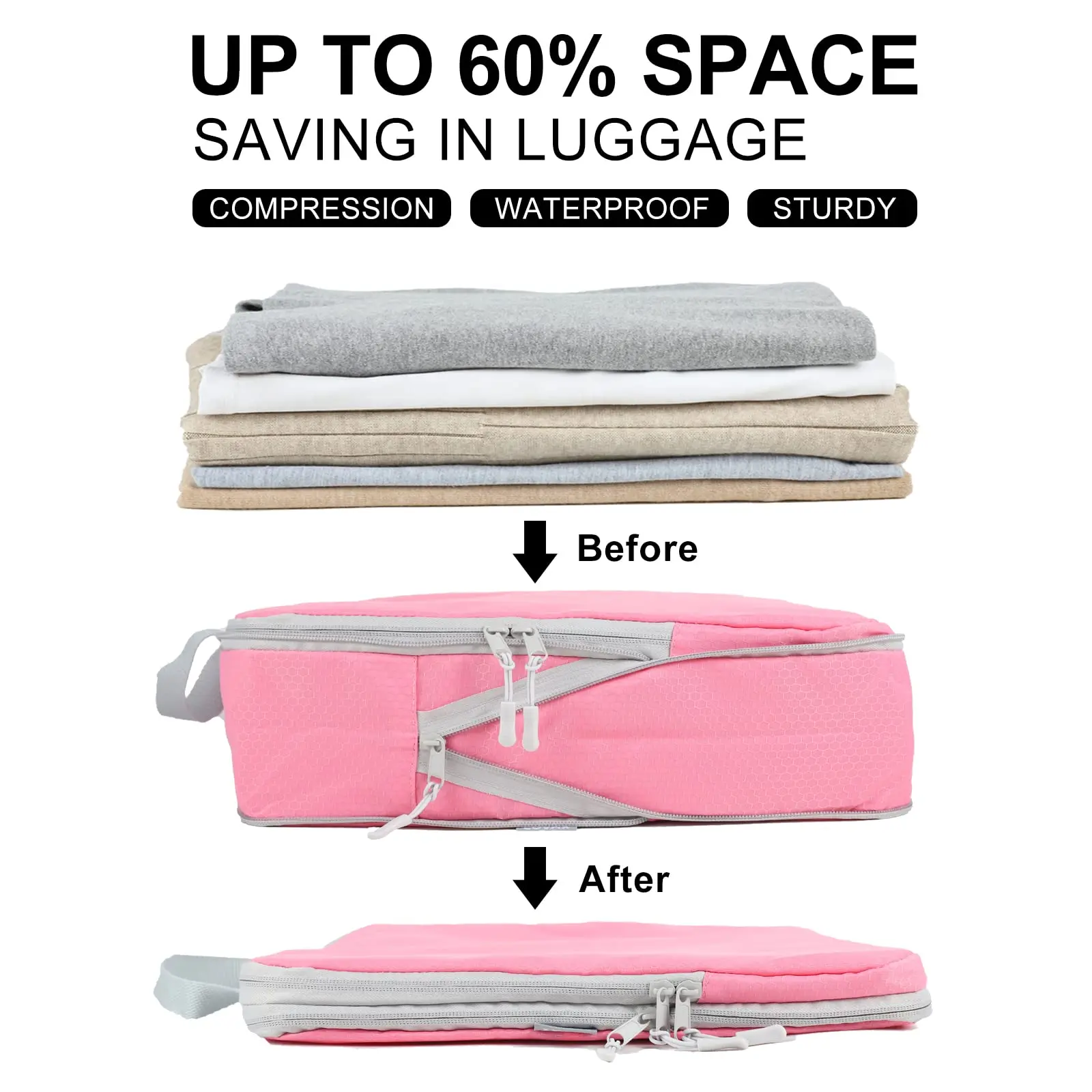 Carry On Packing Cubes in Oxford, Single or 3 Piece Set 3 Carry On Packing Cubes in Oxford, Single or 3 Piece Set - view 3
