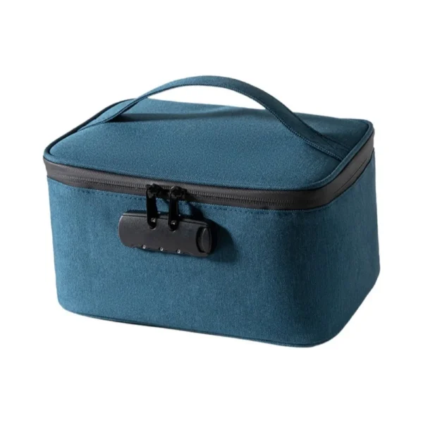 Black combination lock storage bag with 3-digit lock and carry handle