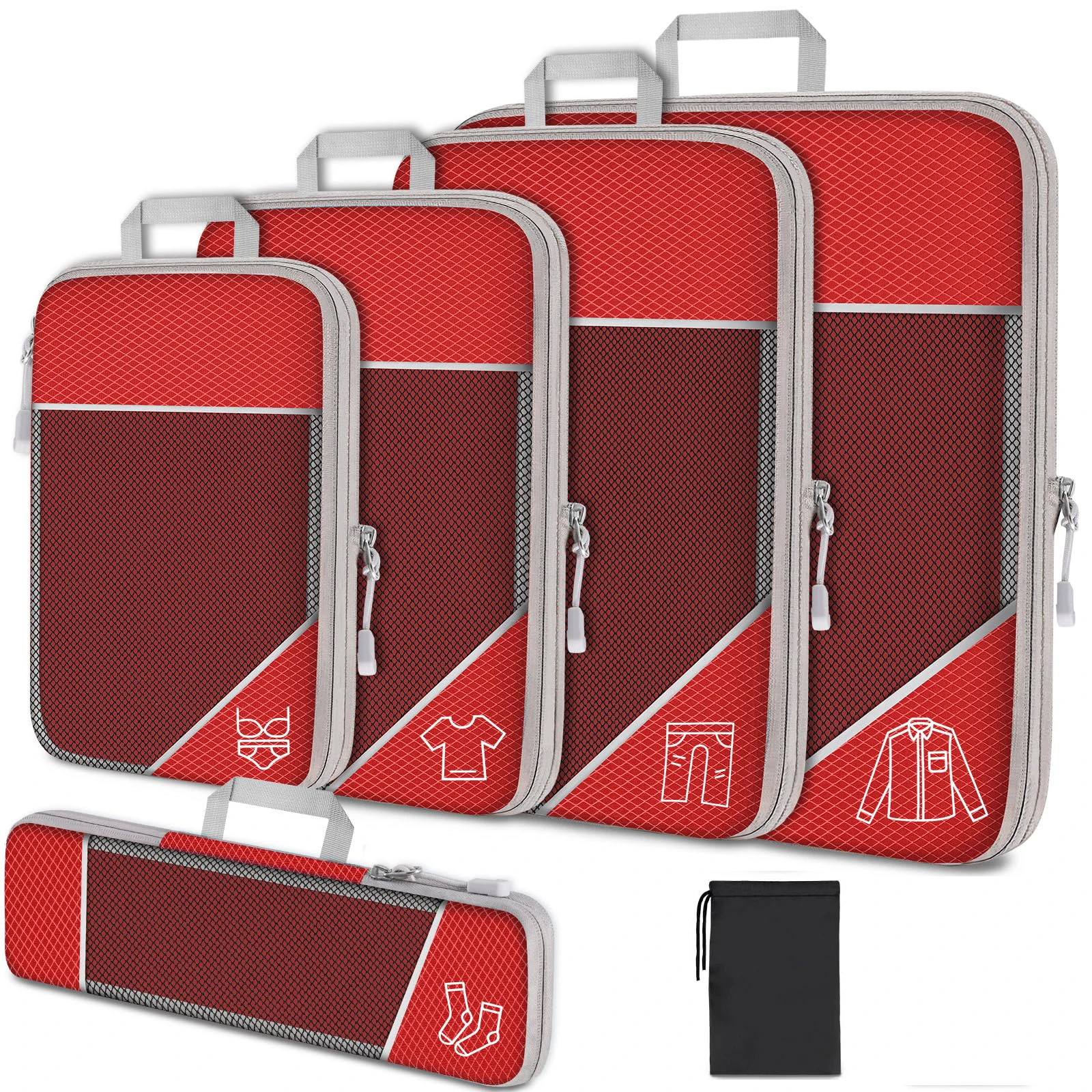 Honeycomb Fabric Packing Cubes, 3 or 6 Piece Set with Shoe Bag 7 Honeycomb Fabric Packing Cubes, 3 or 6 Piece Set with Shoe Bag - view 7