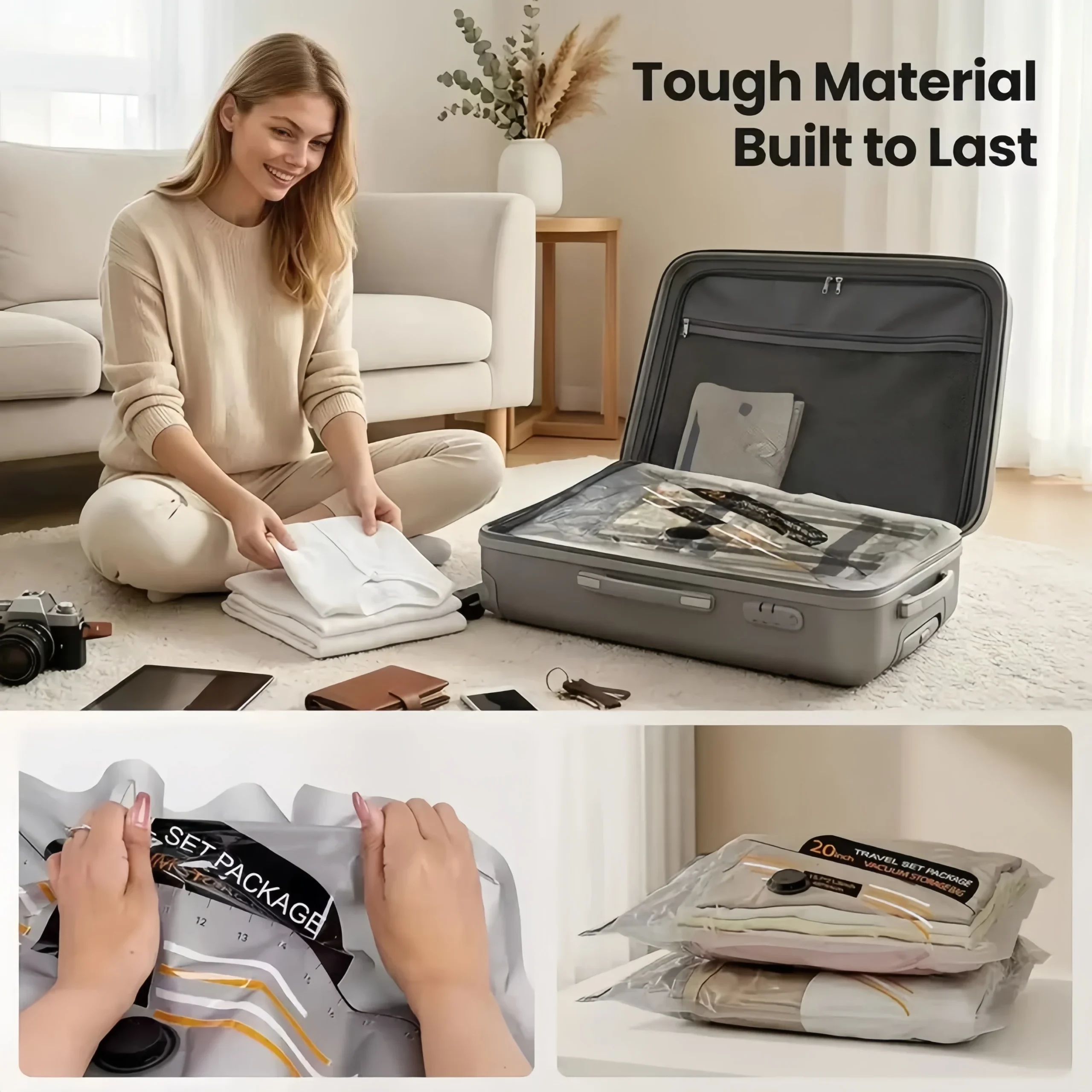 Hand Pump Vacuum Bags Set with Triple Seal Anti Backflow Valve 3 Hand Pump Vacuum Bags Set with Triple Seal Anti Backflow Valve - view 3