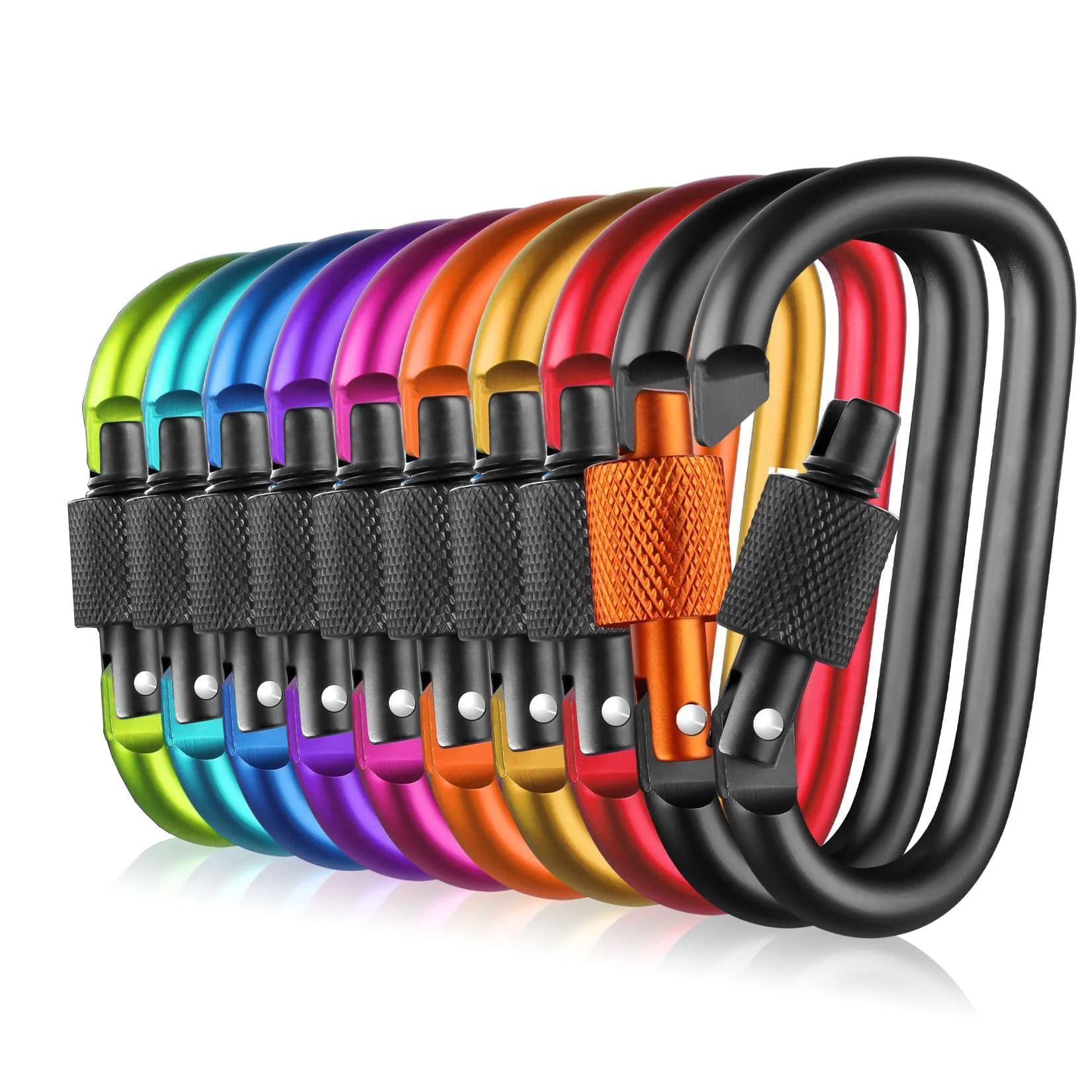 Screw Gate Carabiner Clips 10 Pack 3 Inch Aluminum D Shape 7 Screw Gate Carabiner Clips 10 Pack 3 Inch Aluminum D Shape - view 7