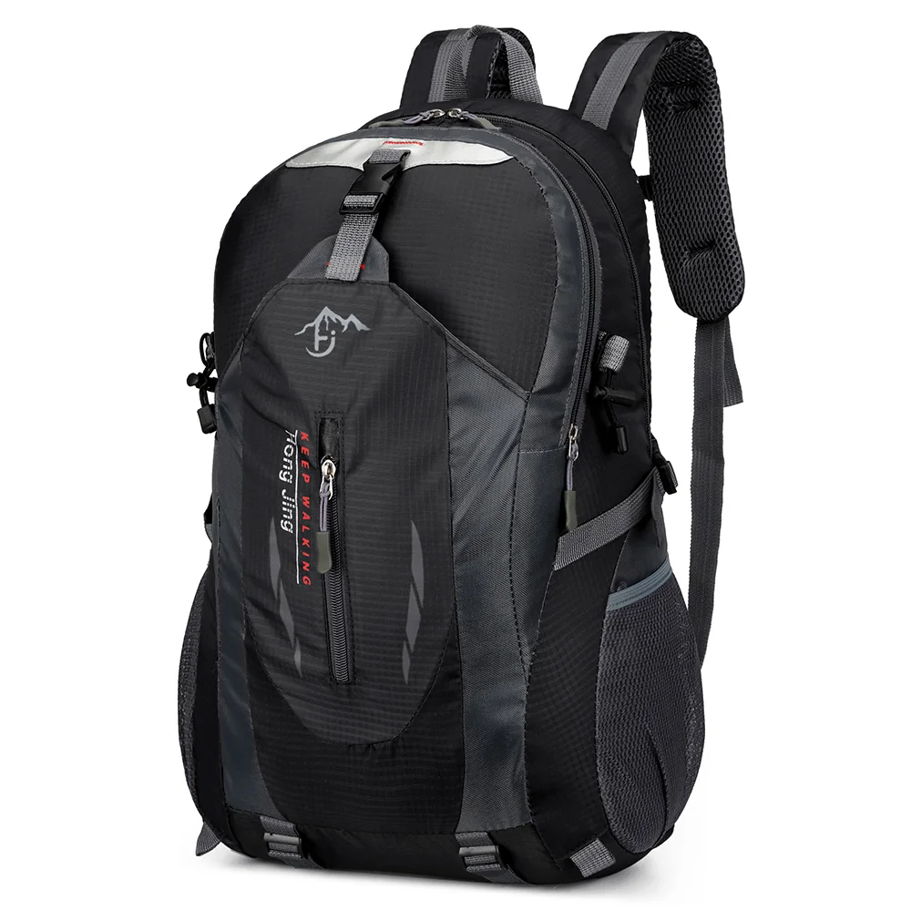 Ripstop Hiking Backpack 40L Lightweight Water Resistant Daypack 1 Ripstop hiking backpack in red 40L size with front pockets and side mesh bottle pockets