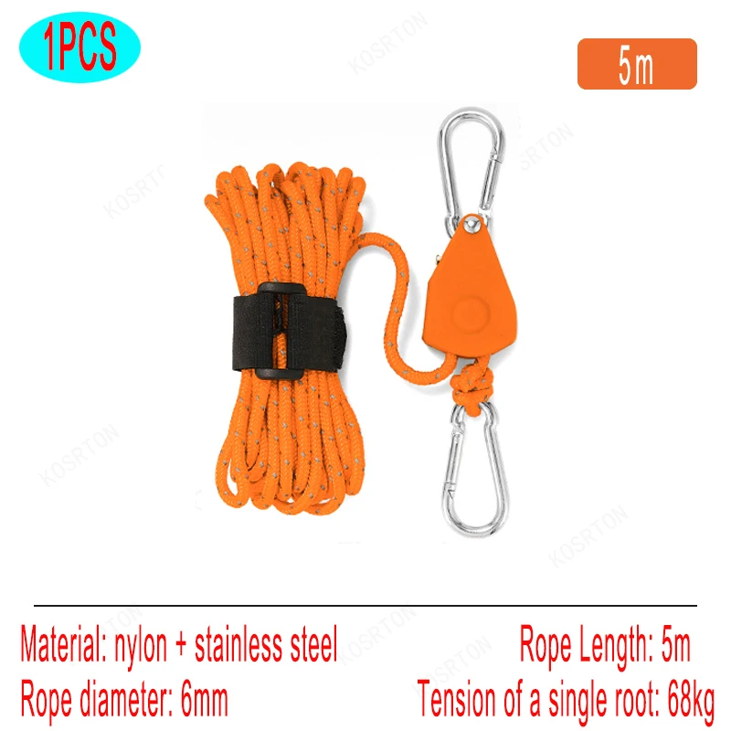 Reflective Tent Guyline with Pulley Tensioner, 4 m or 5 m 11 Reflective Tent Guyline with Pulley Tensioner, 4 m or 5 m - view 11