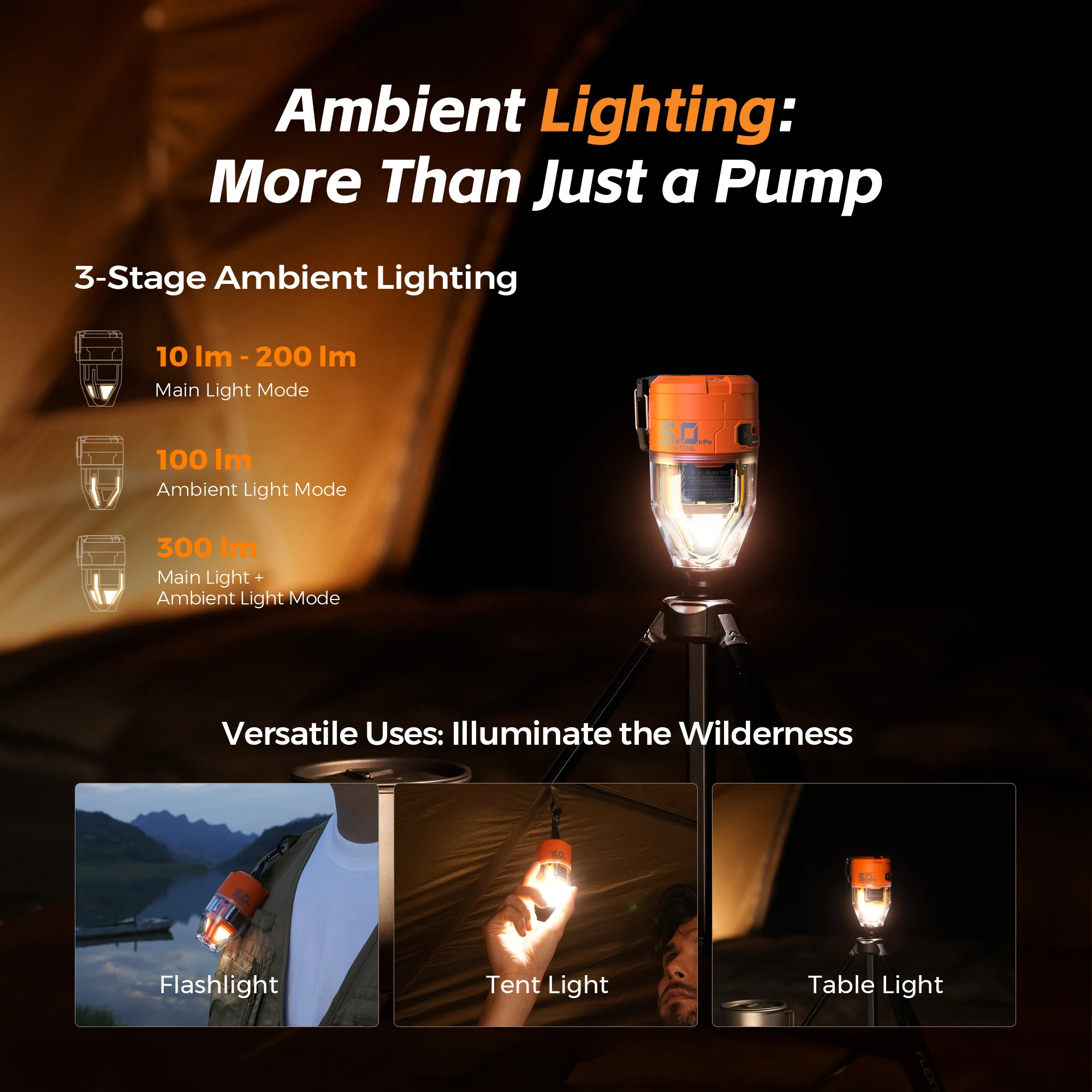 Rechargeable Camping Air Pump with Light, FLEXTAIL MAX PUMP 3 5 Rechargeable Camping Air Pump with Light, FLEXTAIL MAX PUMP 3 - view 5