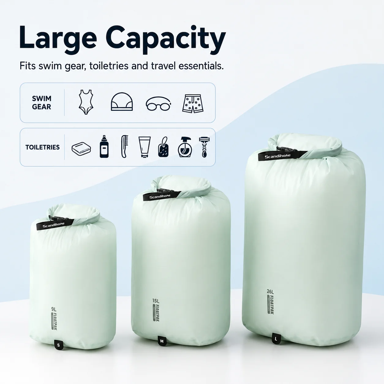 Ultralight Dry Bag Pouch for Clothes in Nylon, S, M or L 5 Ultralight Dry Bag Pouch for Clothes in Nylon, S, M or L - view 5