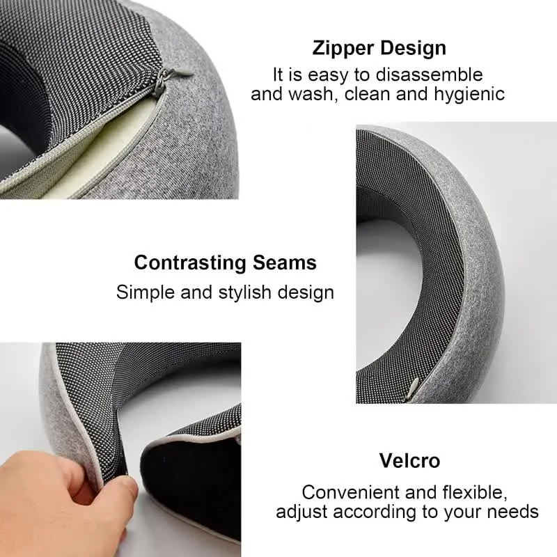 Memory Foam Neck Pillow U-Shaped with Soft Cotton Cover 4 Memory Foam Neck Pillow U-Shaped with Soft Cotton Cover - view 4