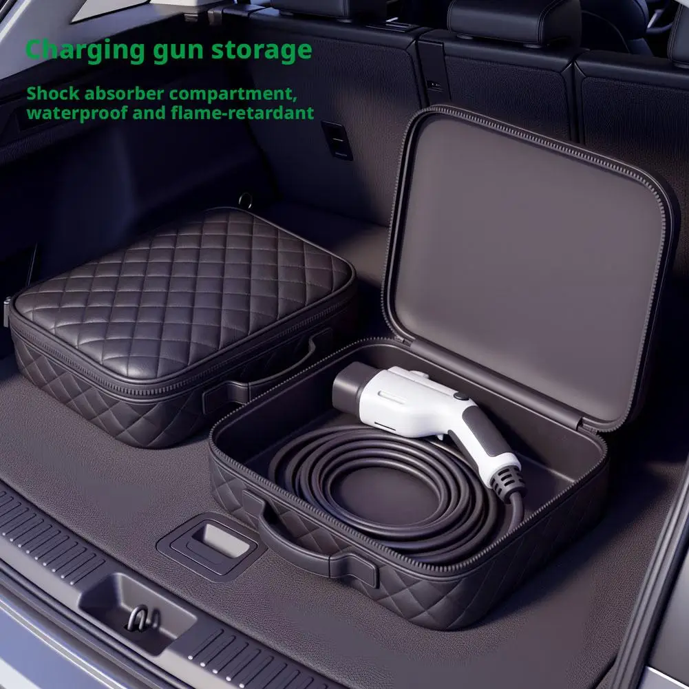 Leather EV Charger Bag in Round or Square Leather or Felt 4 Leather EV Charger Bag in Round or Square Leather or Felt - view 4
