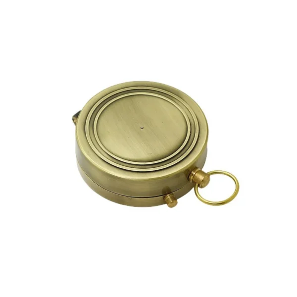 Flip cover hiking compass with antique bronze finish shown open to reveal the dial