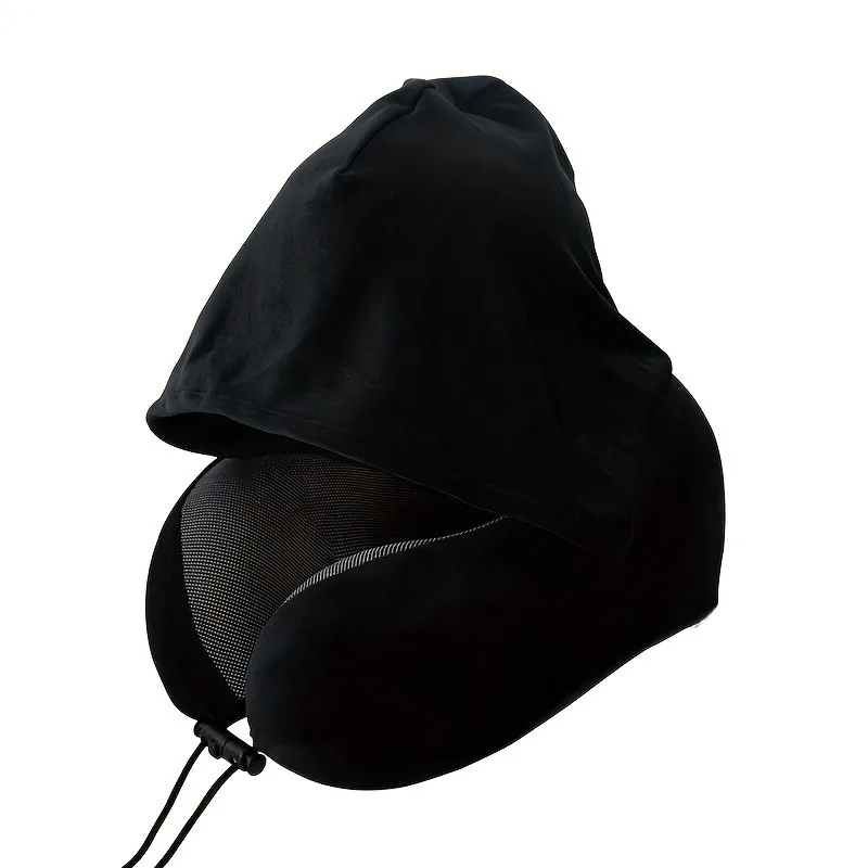 Hooded Travel Neck Pillow U Shape Memory Foam Removable Cover 6 Hooded Travel Neck Pillow U Shape Memory Foam Removable Cover - view 6